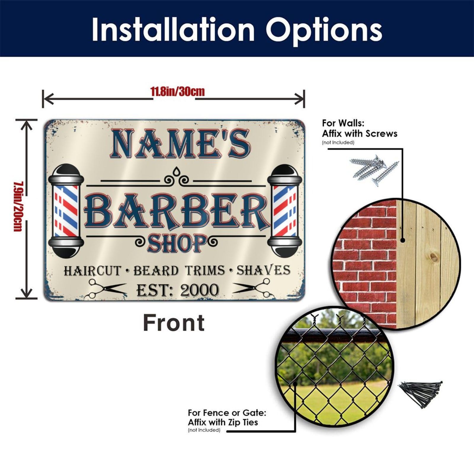 Amazon.com: Personalized Barber Shop Sign Custom Name Signs